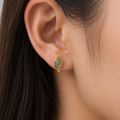 Gold Plated Geometric Stud Earrings for Women|Vintage Chic Style ST18-GLD