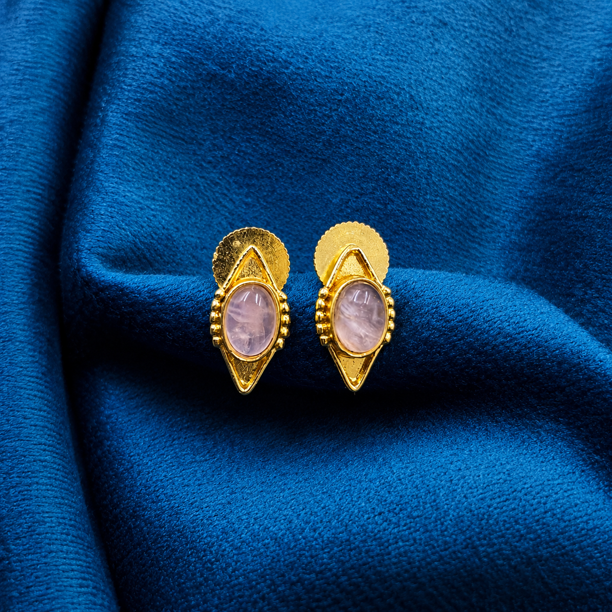 Gold Plated Geometric Stud Earrings for Women|Vintage Chic Style ST18-GLD