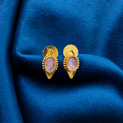 Gold Plated Geometric Stud Earrings for Women|Vintage Chic Style ST18-GLD