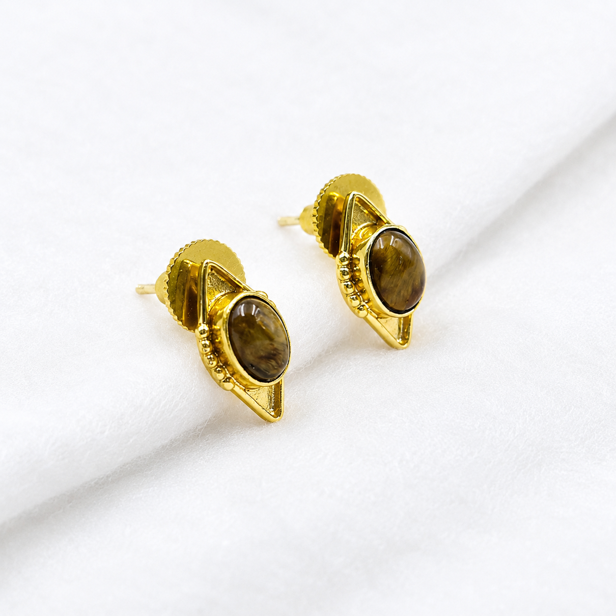 Gold Plated Geometric Stud Earrings for Women|Vintage Chic Style ST18-GLD