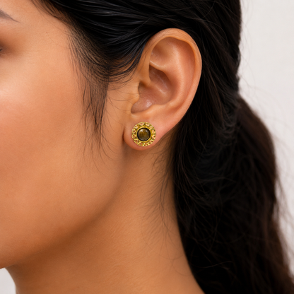 Gold Plated Vintage Stud Earrings for Women Elegant Everyday Jewelry ST19-GLD