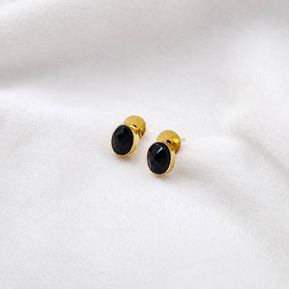 Gold Plated Oval Stud Earrings for Women Elegant Everyday Jewelry ST21-GLD