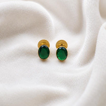 Gold Plated Oval Stud Earrings for Women Elegant Everyday Jewelry ST21-GLD