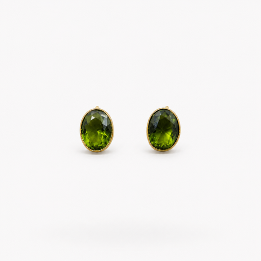 Gold Plated Oval Stud Earrings for Women Elegant Everyday Jewelry ST21-GLD