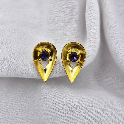 Gold Plated Teardrop Stud Earrings for Women Minimalist Jewelry ST23-GLD