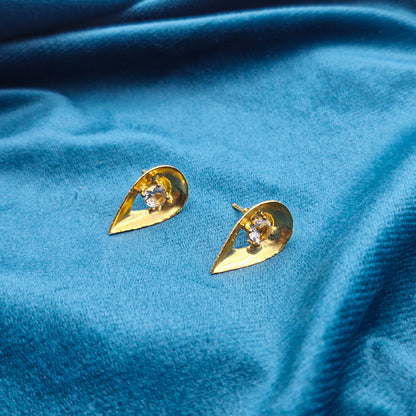 Gold Plated Teardrop Stud Earrings for Women Minimalist Jewelry ST23-GLD