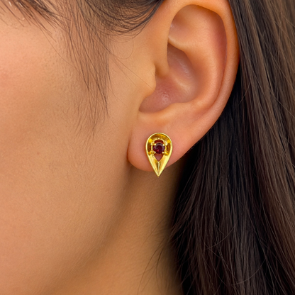 Gold Plated Teardrop Stud Earrings for Women Minimalist Jewelry ST23-GLD