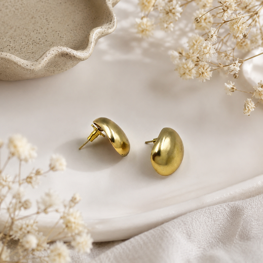 Gold Plated Chunky Stud Earrings for Women Modern Statement Jewelry ST24-GLD