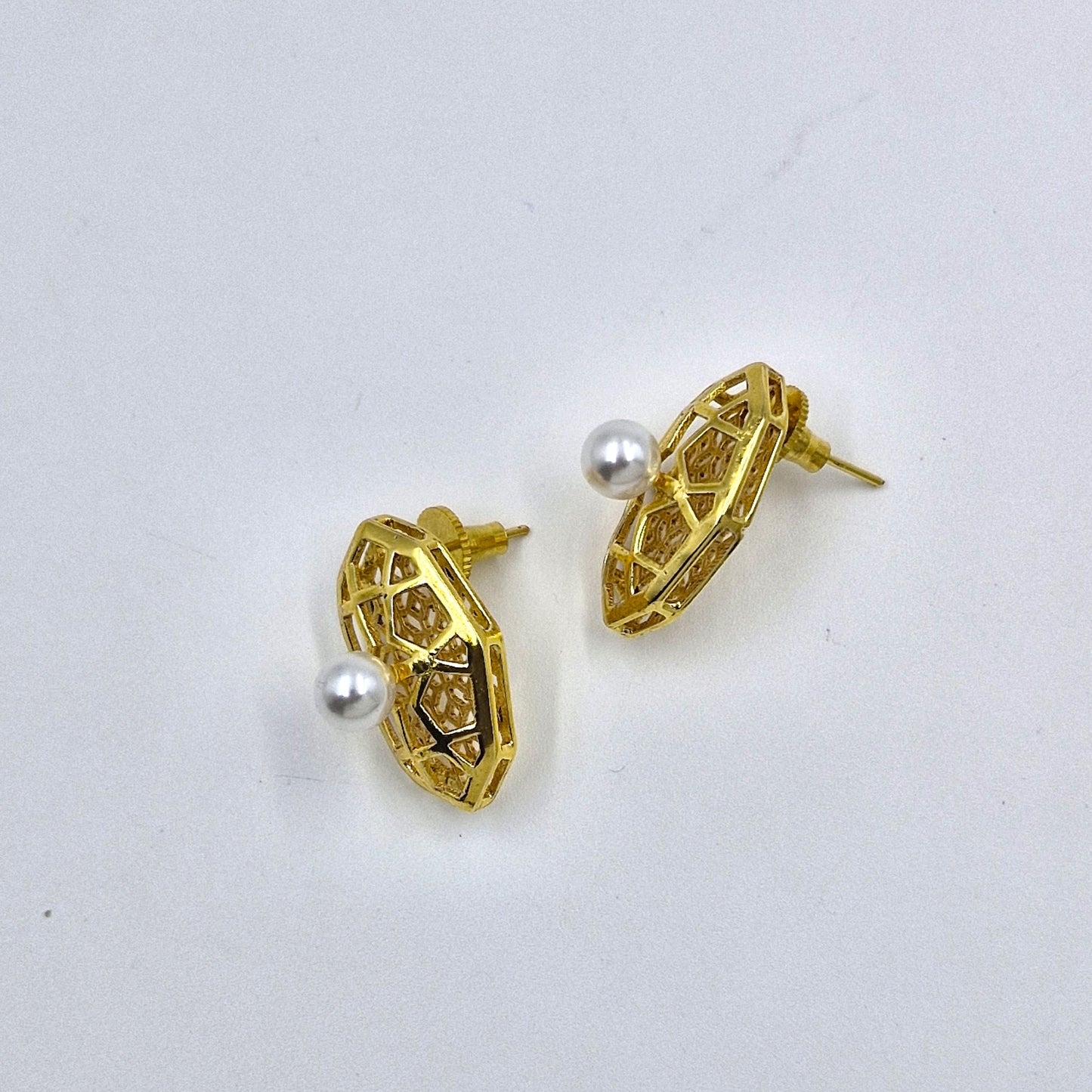 Gold Plated Geometric Stud Earrings for Women Modern Statement Jewelry ST25-GLD