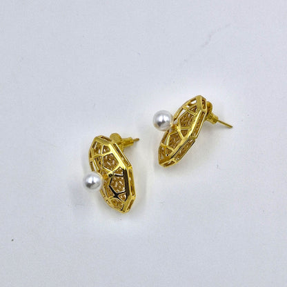 Gold Plated Geometric Stud Earrings for Women Modern Statement Jewelry ST25-GLD