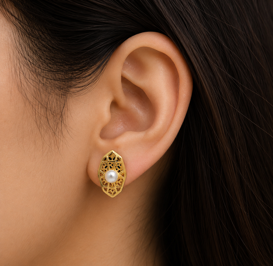 Gold Plated Geometric Stud Earrings for Women Modern Statement Jewelry ST25-GLD
