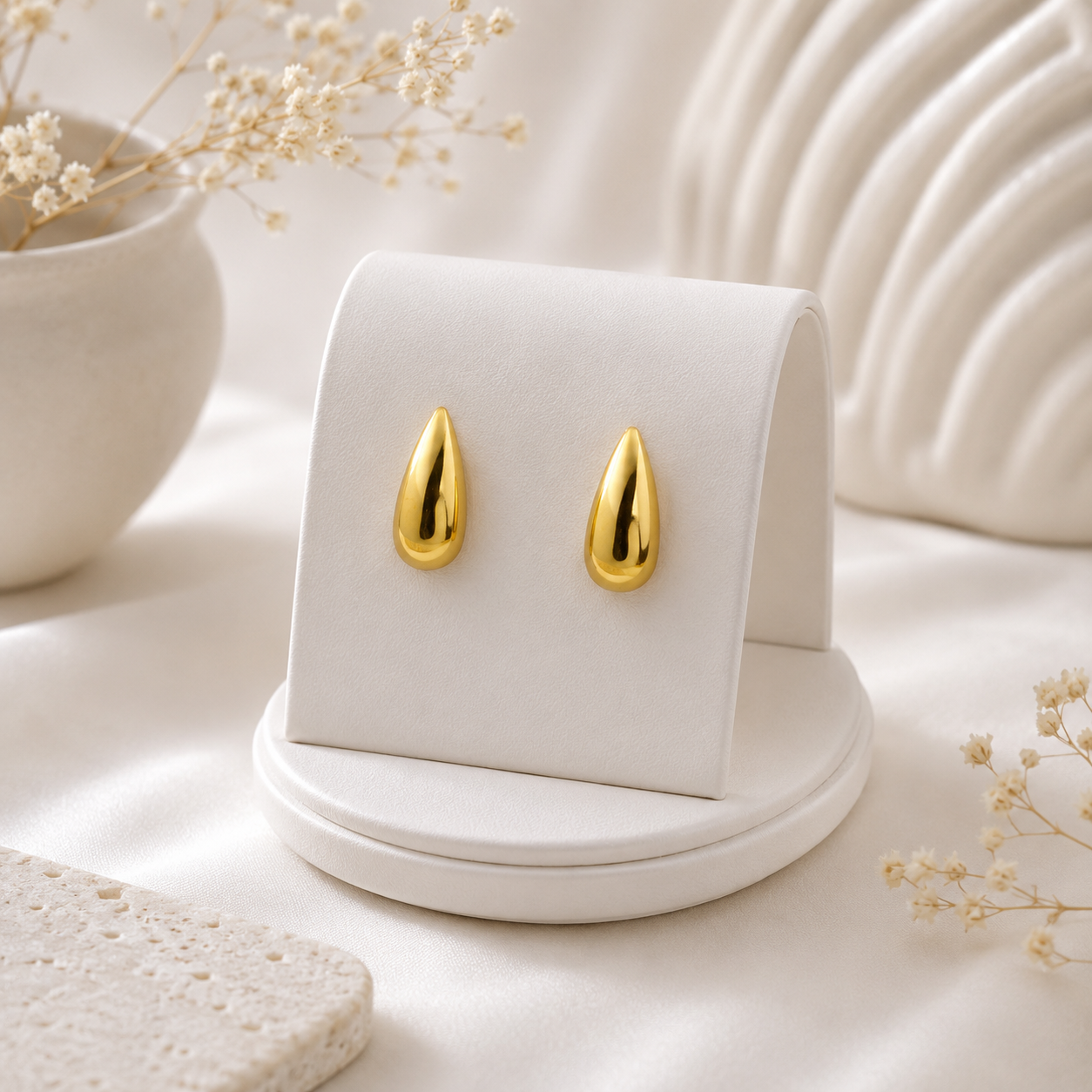 Gold Plated Teardrop Stud Earrings for Women Minimalist Jewelry ST26-GLD