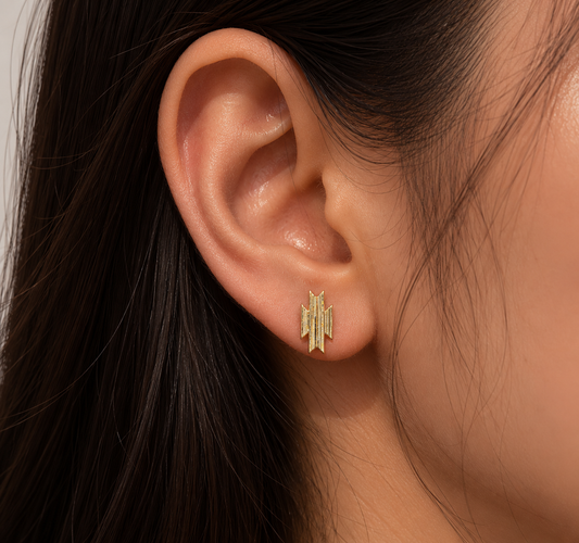 Gold Plated Geometric Stud Earrings for Women Minimalist Jewelry ST27-GLD