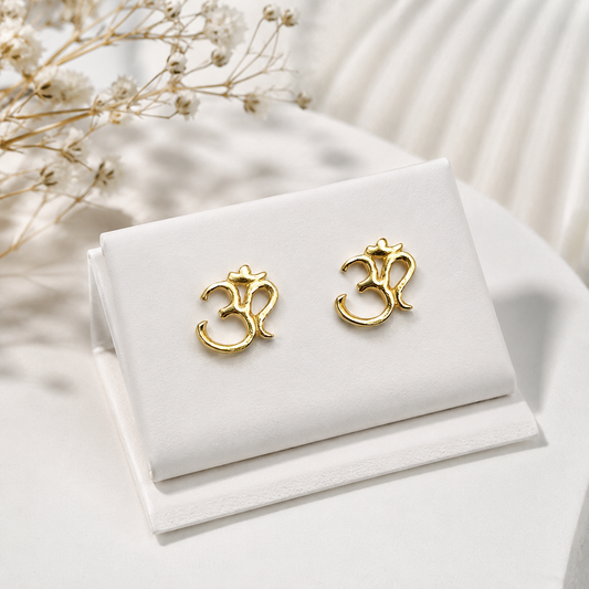Om Stud Earrings for Women Spiritual Everyday Jewelry ST30-PLN