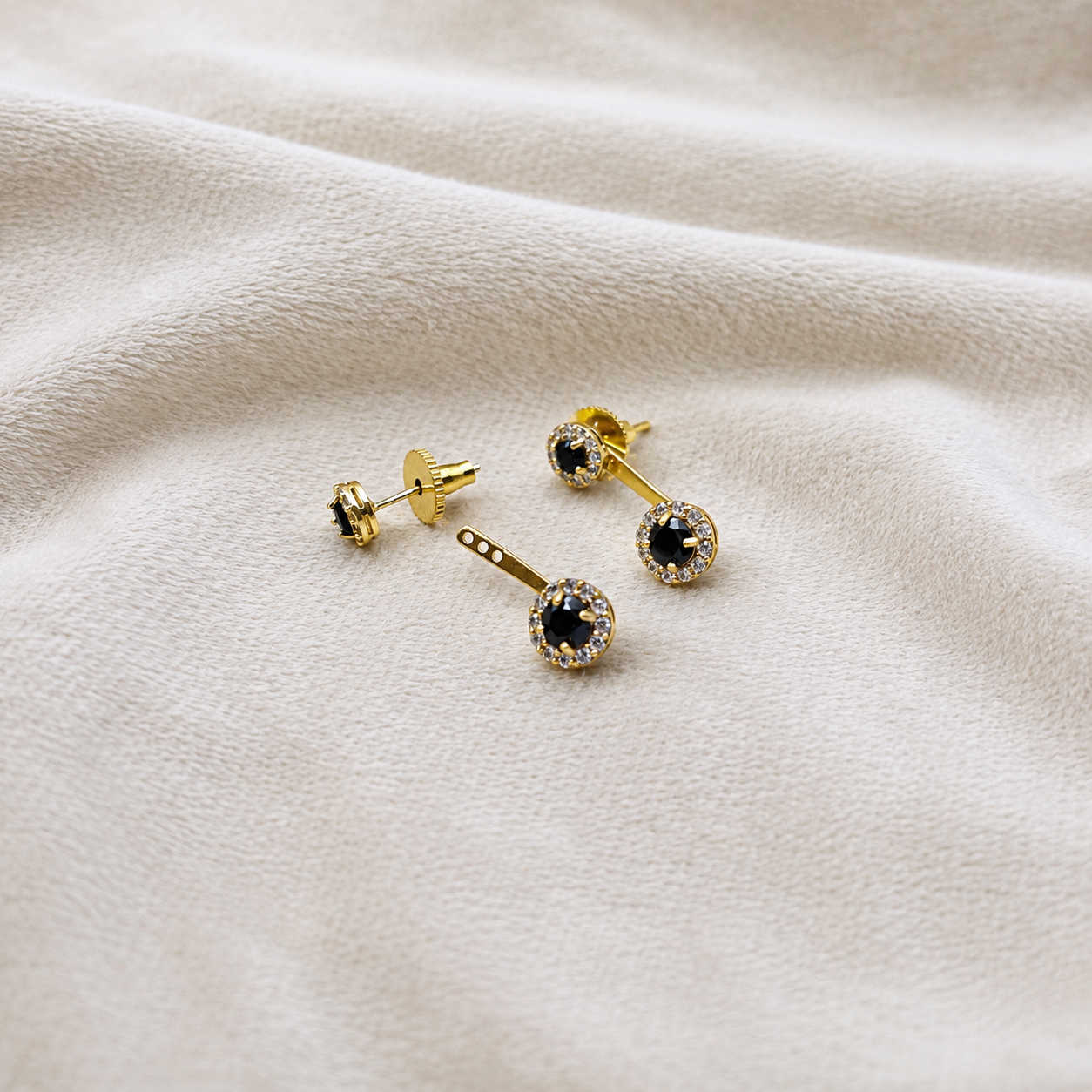 Gold Plated Round Halo Drop Earrings for Women Elegant Jewelry ST31-GLD