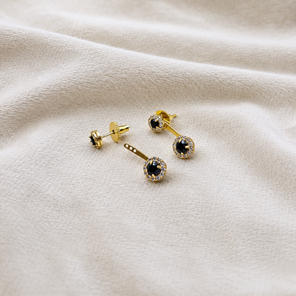 Gold Plated Round Halo Drop Earrings for Women Elegant Jewelry ST31-GLD