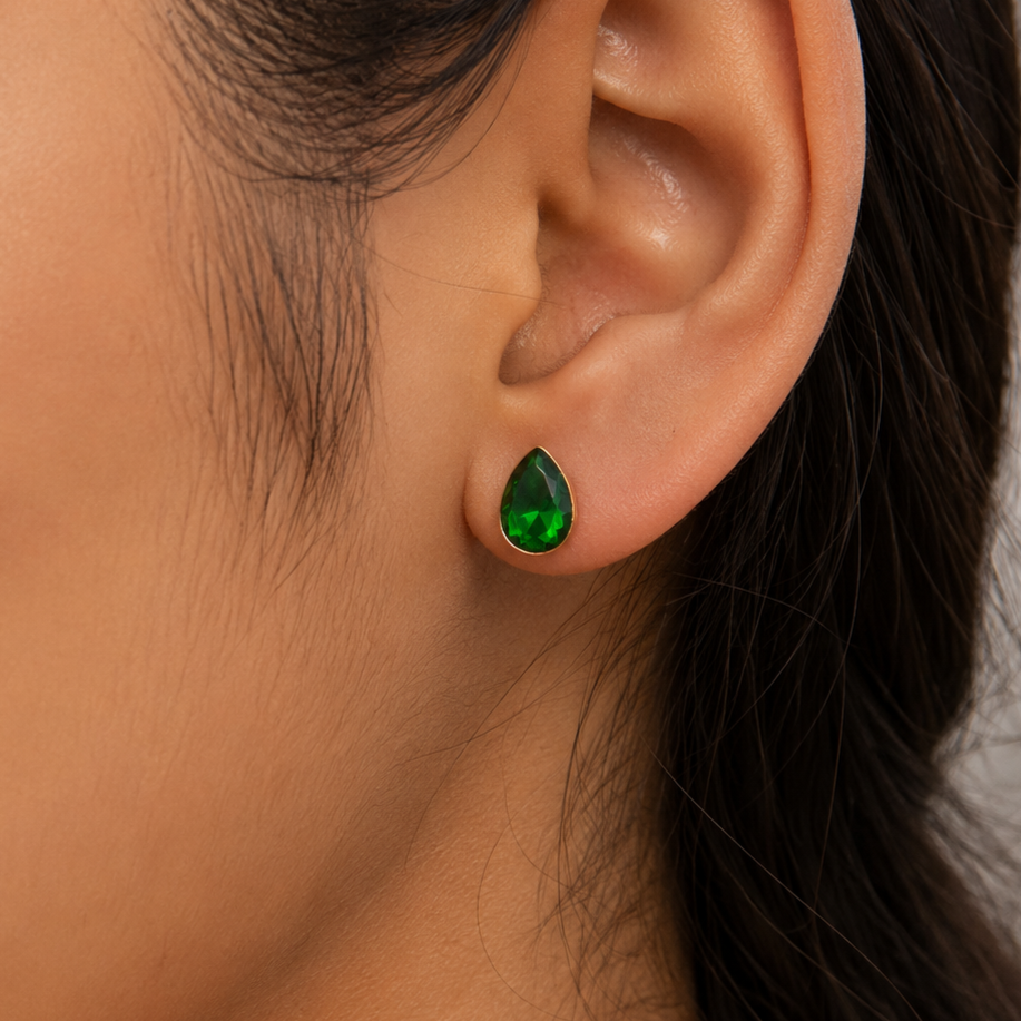 Gold Plated Pear Shape Stud Earrings for Women ST32-GLD