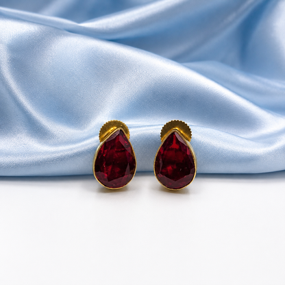 Gold Plated Pear Shape Stud Earrings for Women ST32-GLD