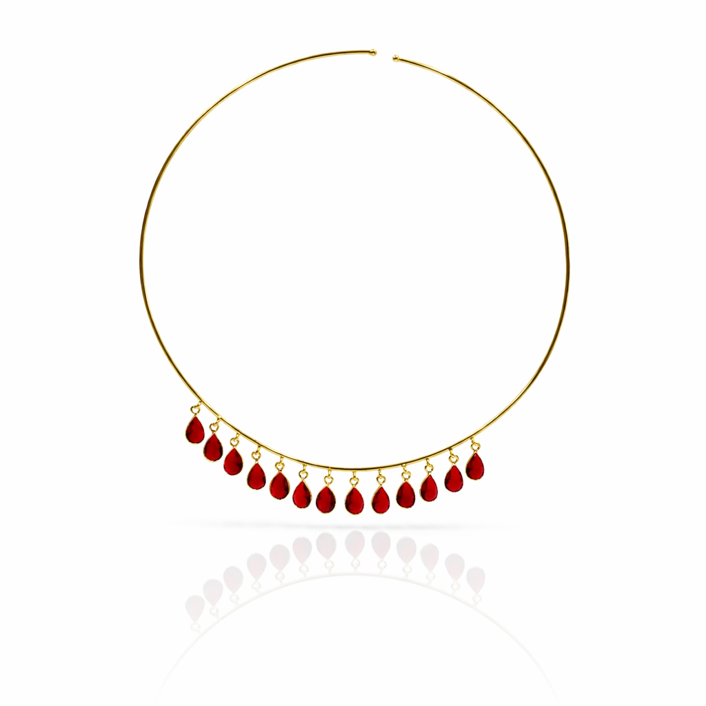 Gold Drop Choker Necklace Elegant Fringe Design Minimal Statement Jewelry WCKR02-GLD