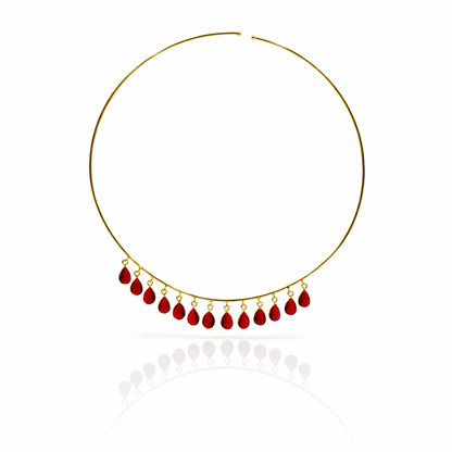 Gold Drop Choker Necklace Elegant Fringe Design Minimal Statement Jewelry WCKR02-GLD