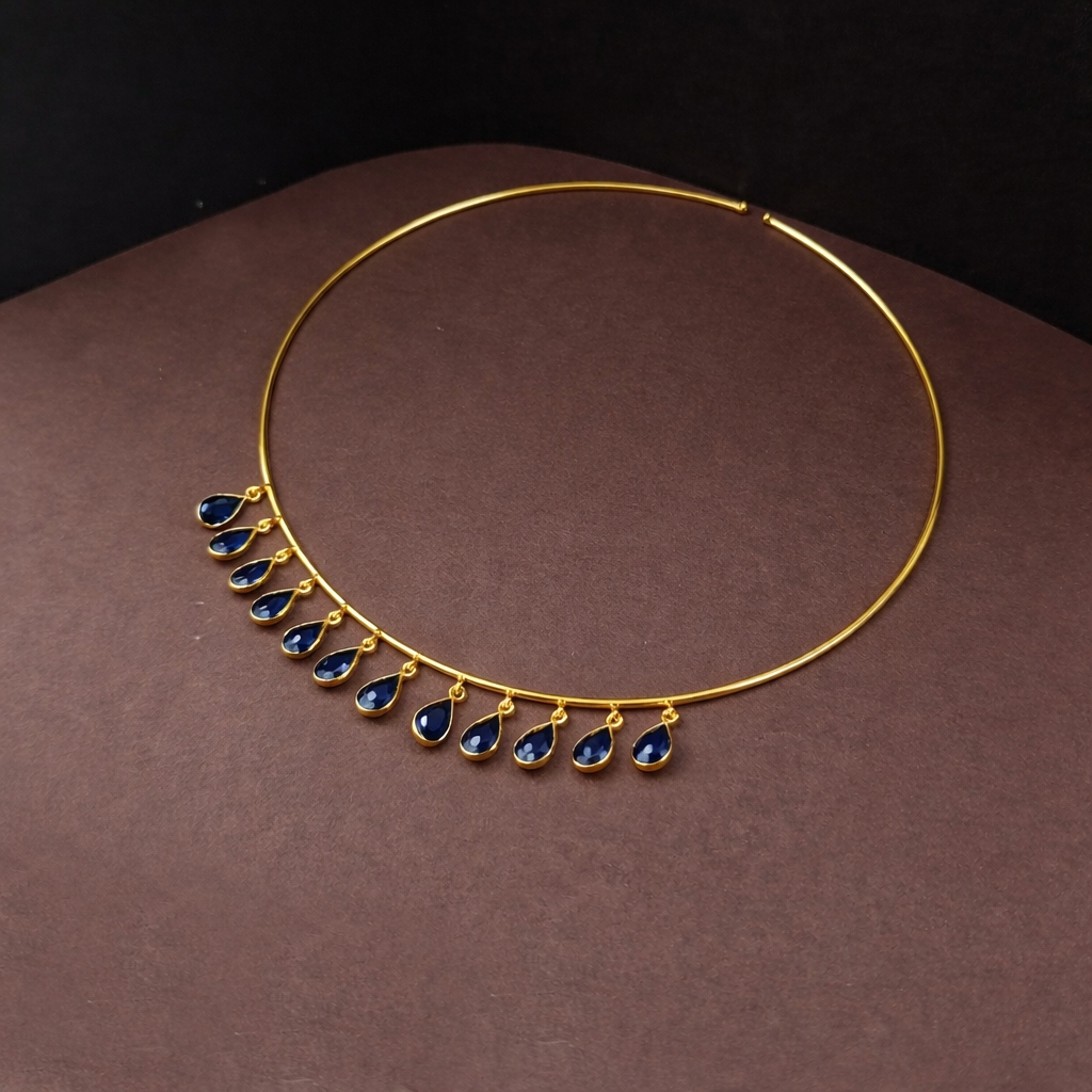 Gold Drop Choker Necklace Elegant Fringe Design Minimal Statement Jewelry WCKR02-GLD