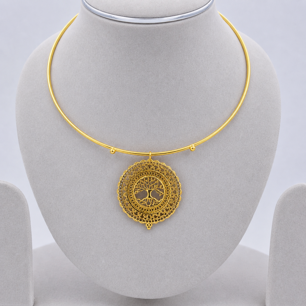 Gold Tree of Life Choker Necklace for Women Statement Jewelry WCKR06-PLN
