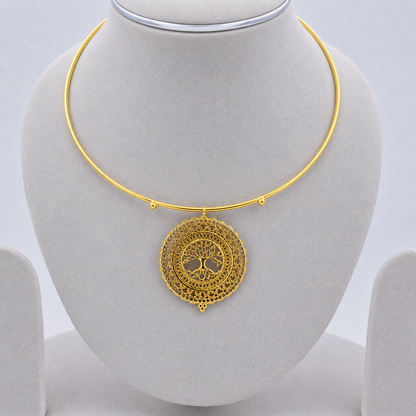 Gold Tree of Life Choker Necklace for Women Statement Jewelry WCKR06-PLN