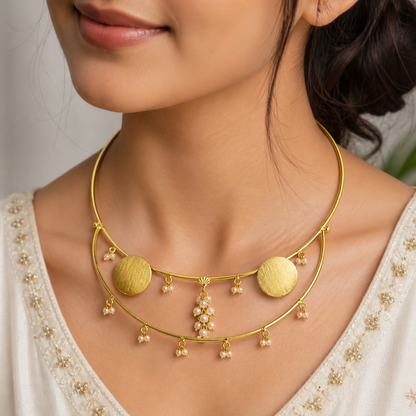 Luxury Gold Layered Choker Necklace for Women Statement Jewelry WCKR07-GLD