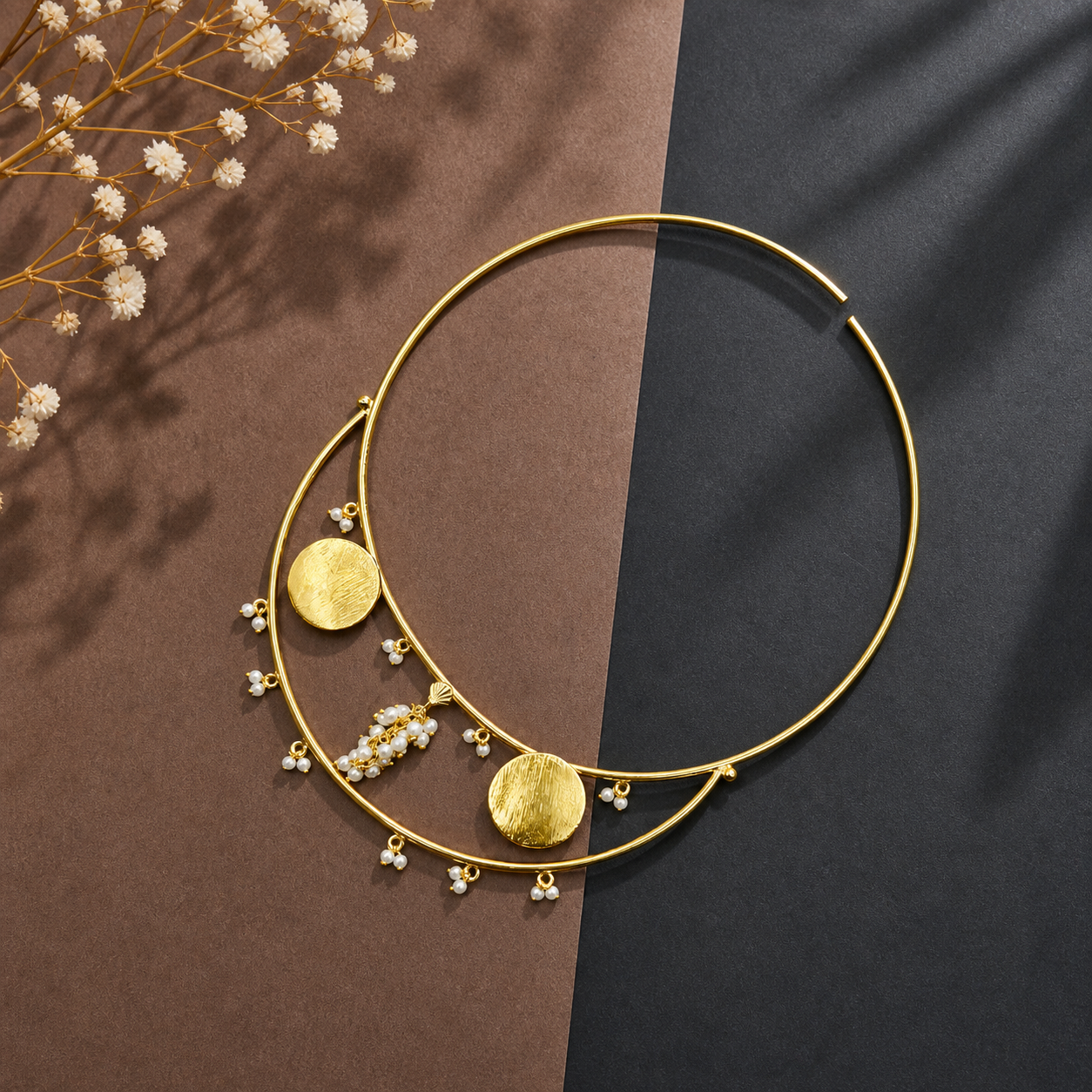 Luxury Gold Layered Choker Necklace for Women Statement Jewelry WCKR07-GLD