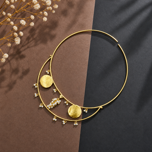 Luxury Gold Layered Choker Necklace for Women Statement Jewelry WCKR07-GLD