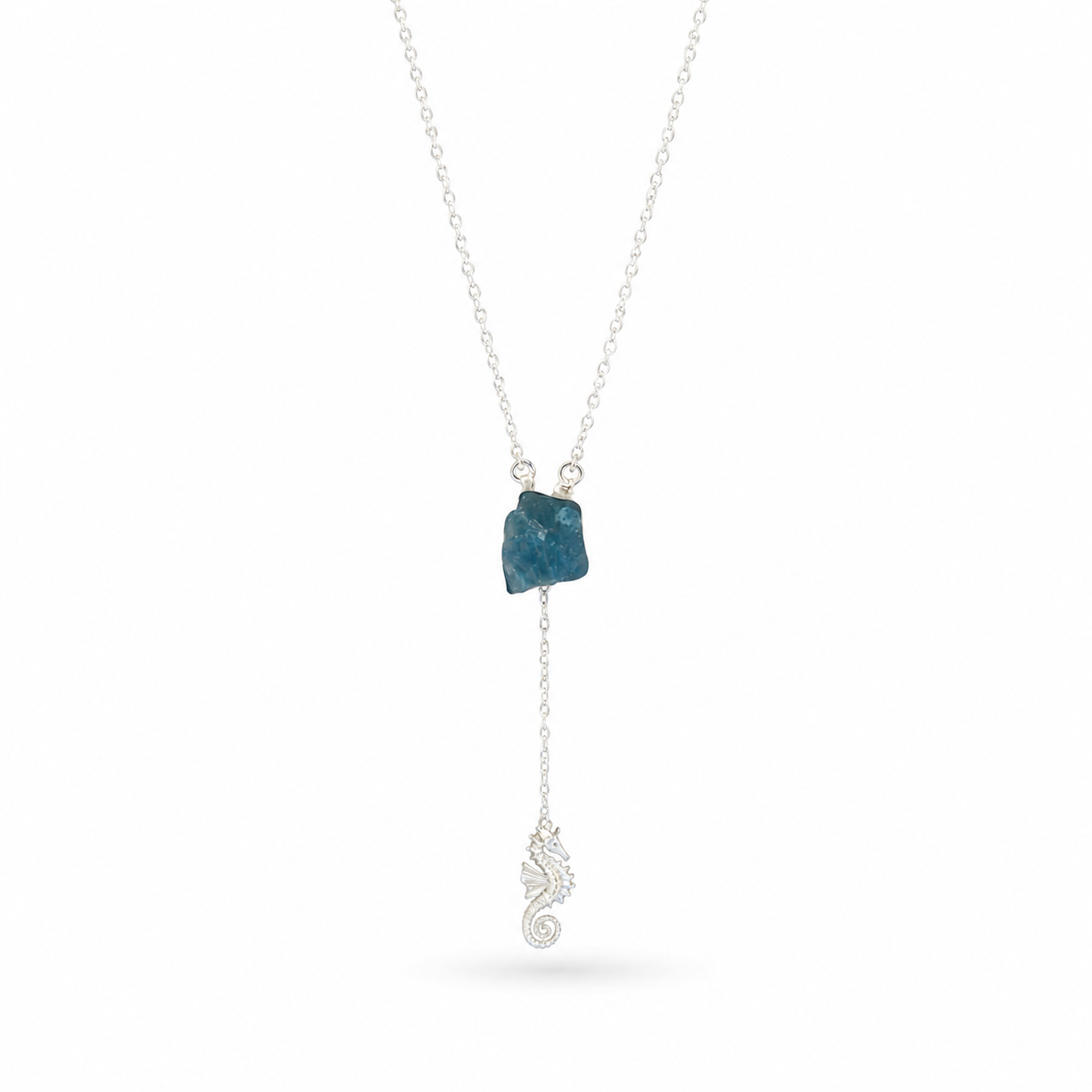 Raw Crystal Seahorse Pendant Necklace Silver Plated for Women Jewelry YNEC01-SLV