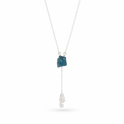 Raw Crystal Seahorse Pendant Necklace Silver Plated for Women Jewelry YNEC01-SLV