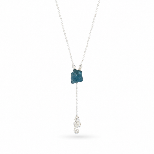 Raw Crystal Seahorse Pendant Necklace Silver Plated for Women Jewelry YNEC01-SLV